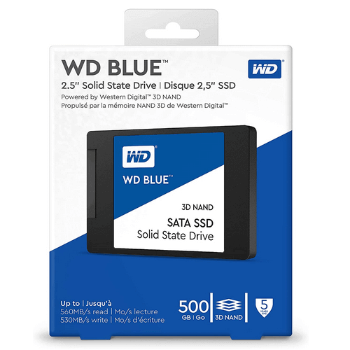 SSD من ويسترن ديجيتال WDS500G2B0A دبليو دي بلو ثلاثي الابعاد ناند داخلي 2.5 انش ساتا، 500 جيجا